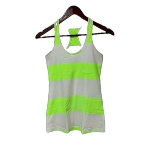 Lululemon racerback white and lime green stripes